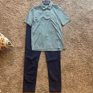 Class Club Navy and White Striped Polo